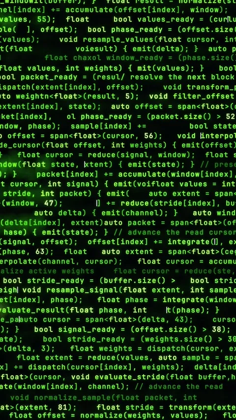 Green programming background seamless loop in vertical video Stock Footage 347812816