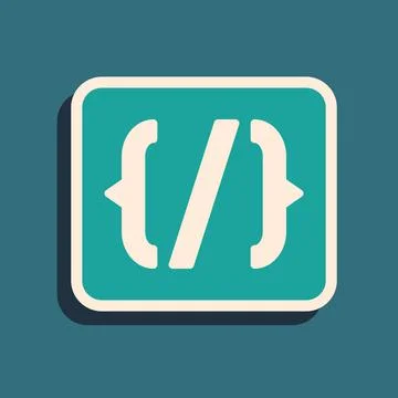 Green Programming language syntax icon isolated on green background. Syntax Stock Illustration