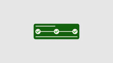 Green progress bar featuring checkmark nodes over an alpha channel transpar.. Vidéo 336321478