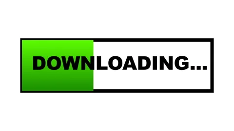 Green progress bar indicator with downloading text isolated on white background Stock Footage 342319501