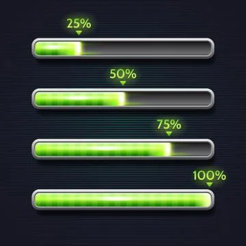 Green progress bar, loading, template for app interface Stock Illustration
