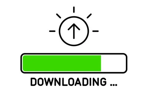 Green progress bar showing data download process Stock Illustration