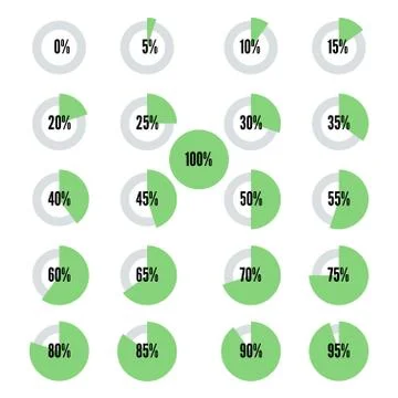 Green progress indicators set, vector illustration for design Stock Illustration