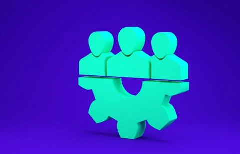 Green Project team base icon isolated on blue background. Business analysis a Stock Illustration