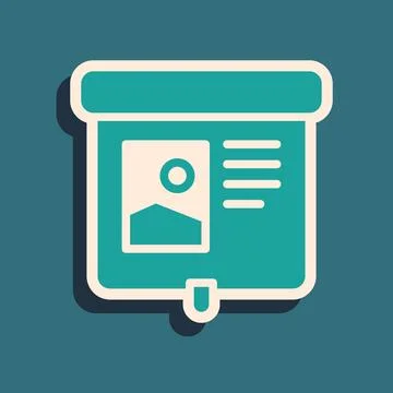 Green Projection screen icon isolated on green background. Business presentation Stock Illustration
