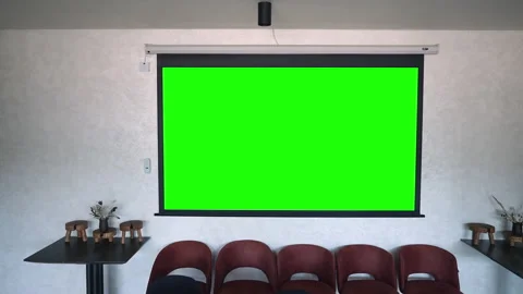 Green projector screen on the wall. Stock Footage 311241665