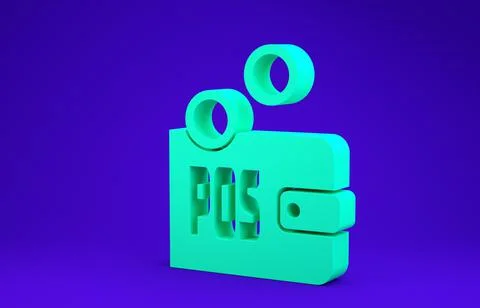 Green Proof of stake icon isolated on blue background. Cryptocurrency economy 스톡 일러스트