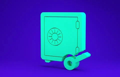 Green Proof of stake icon isolated on blue background. Cryptocurrency economy Illustrazione stock