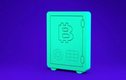 Green Proof of stake icon isolated on blue background. Cryptocurrency economy 库存插图