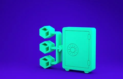Green Proof of stake icon isolated on blue background. Cryptocurrency economy 库存插图