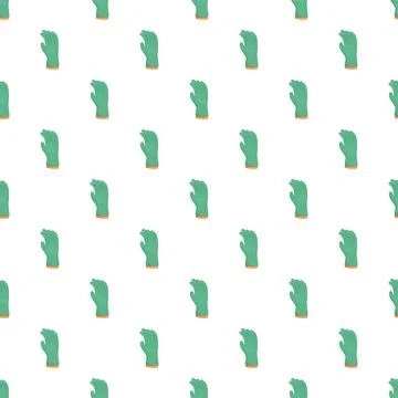 Green protective gloves seamless pattern on white background 스톡 일러스트
