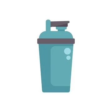 Green protein shaker cup with drinking cap and measuring lines for sports Stock Illustration