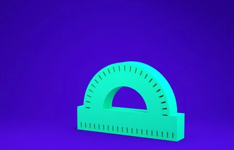 Green Protractor grid for measuring degrees icon isolated on blue background. Stock Illustration
