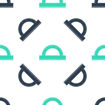 Green Protractor grid for measuring degrees icon isolated seamless pattern on 스톡 일러스트