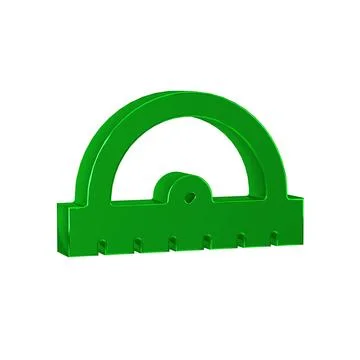 Green Protractor grid for measuring degrees icon isolated on transparent ba.. Stock Illustration