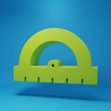 Green Protractor grid for measuring degrees icon isolated on blue backgroun.. Stock Illustration