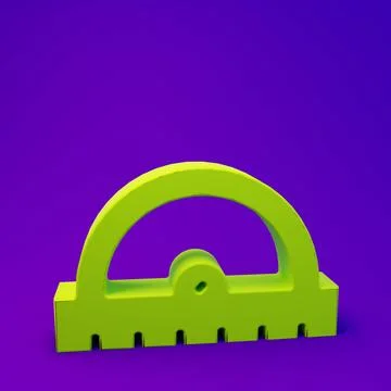 Green Protractor grid for measuring degrees icon isolated on purple-blue ba.. Stock Illustration