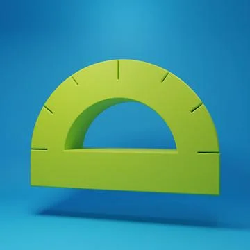 Green Protractor grid for measuring degrees icon isolated on blue backgroun.. 스톡 일러스트