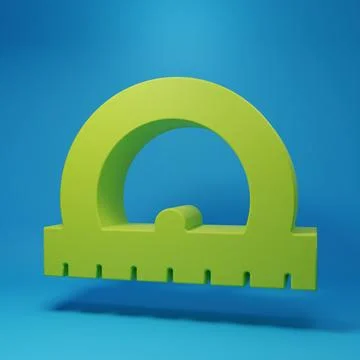 Green Protractor grid for measuring degrees icon isolated on blue backgroun.. Stock Illustration