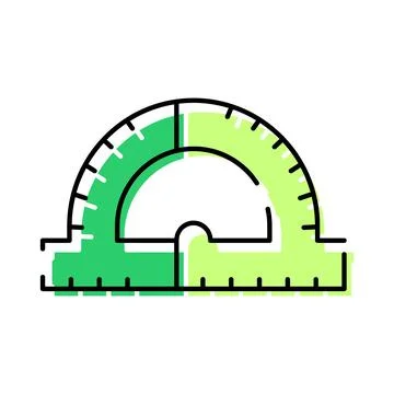Green protractor tool for mathematics and education Stock Illustration