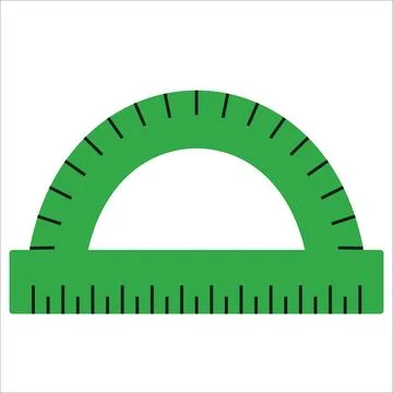 Green Protractor on White Background for Measuring Angles and Geometry Tasks Stock Illustration