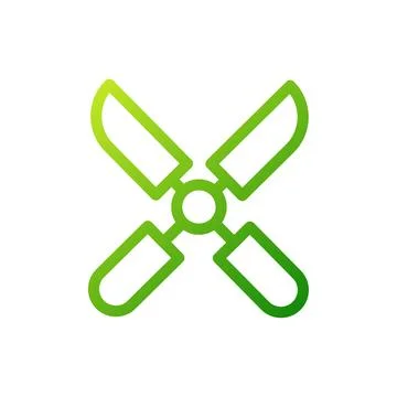 Green Pruning Shears Icon With Gradient Effect Stock Illustration