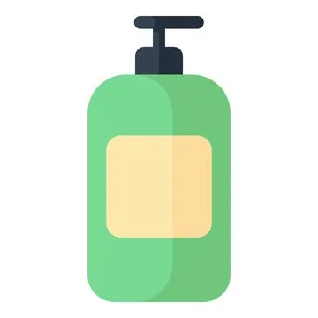 Green pump bottle dispenser for soap or lotion, symbolizing hygiene, skin care Stock Illustration
