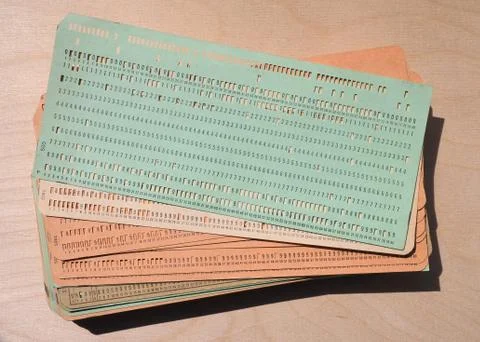 Green punched card for programming Stock Photos