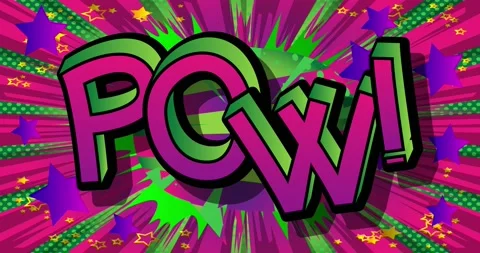 Green Purple Pow Comic Book Word Stock Footage 167815148