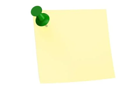 Green push pin with blank sticky note Stock Illustration