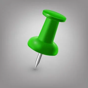 Green push pin isolated, vector. Stock Illustration