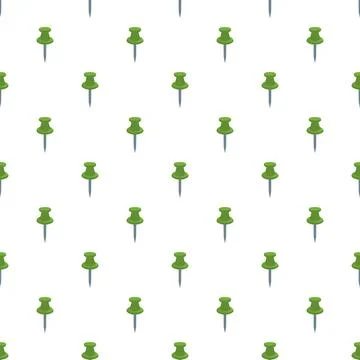 Green pushpins forming seamless pattern on white background 스톡 일러스트