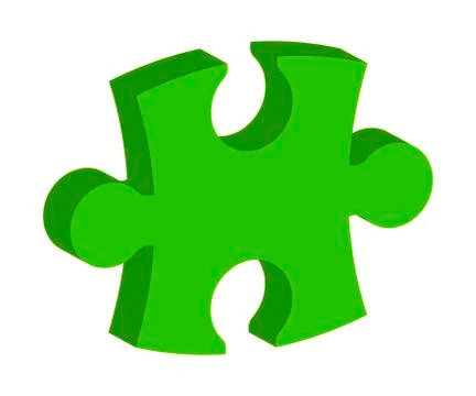 Green puzzle  3d vector symbol icon design. Beautiful illustration isolated.. Stock Illustration