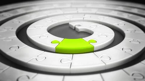 Green puzzle part standing out. 3D illustration Stock Illustration