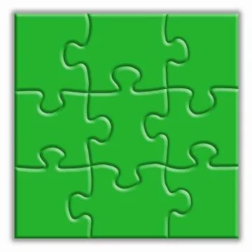 Green puzzle with shadows on a white background. Stock Illustration