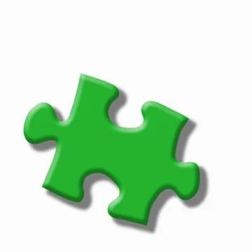 Green puzzle with shadows on a white background. Stock Illustration