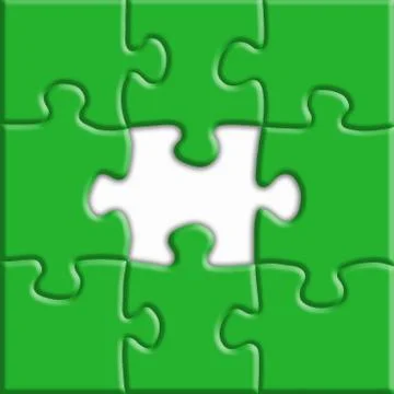 Green puzzle with shadows on a white background. Stock Illustration