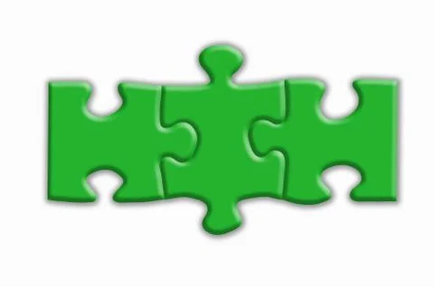 Green puzzle with shadows on a white background. Stock Illustration