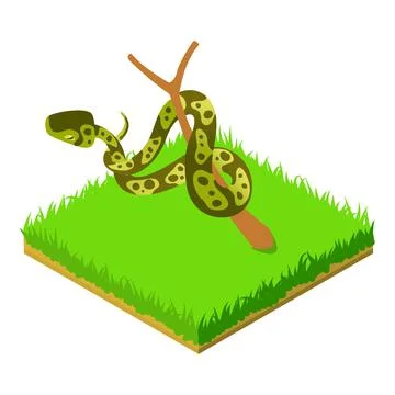 Green python icon, isometric style Stock-Illustration