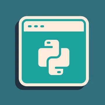 Green Python programming language icon isolated on green background. Python Illustration