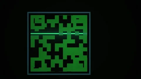 Green QR code on black background. Stock Footage 340034348