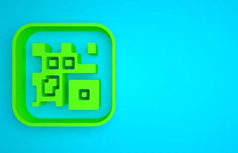 Green QR code sample for smartphone scanning icon isolated on blue background Stockillustratie