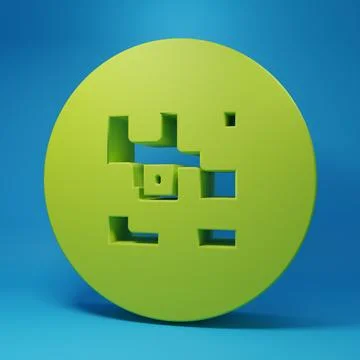 Green QR code sample for smartphone scanning icon isolated on blue backgrou.. Illustrazione stock