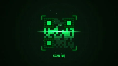 Green qr code scanner animation with scan me text Stock Footage 346643257