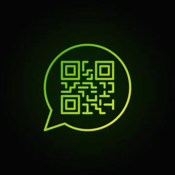 Green QR code in speech bubble vector linear icon Stockillustratie