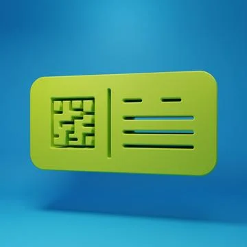 Green QR code ticket train icon isolated on blue background. Minimalism con.. イラスト素材