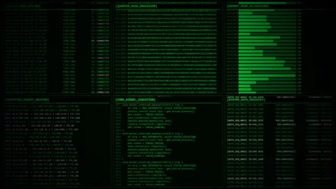 Green Quantum Hash Processor Interface With Packet Sniffer. Stock Footage 348474523