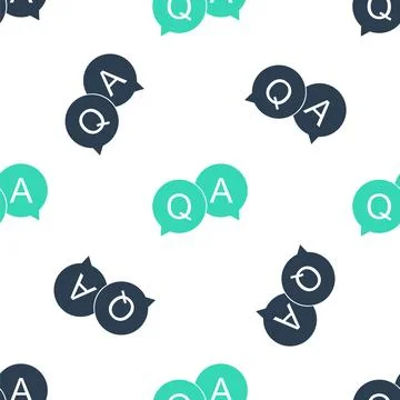 Green Question and Answer mark in speech bubble icon isolated seamless pattern 스톡 일러스트