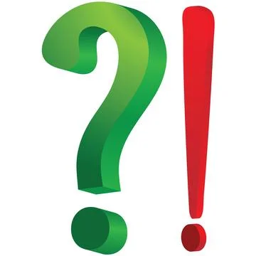 Green question mark and red exclamation point logo Stock Illustration