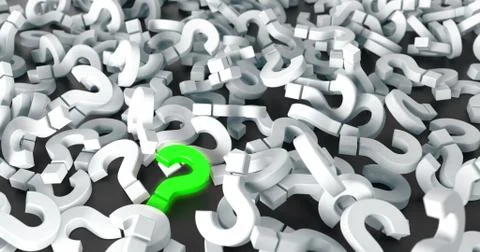 Green Question Mark in an Ocean of Blank Symbols Stock Illustration